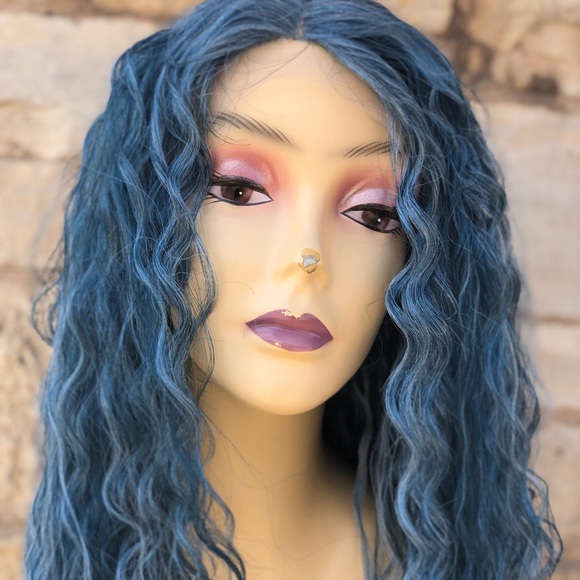 Blue Long Curly Soft Swisslace Lacefront wig - Picture 6 of 16